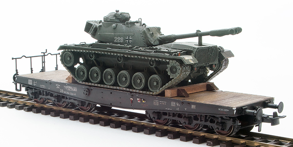 REI Models 6870057 - BRD German Bundeswehr M48 A2 Patton loaded on a six axle flat car
